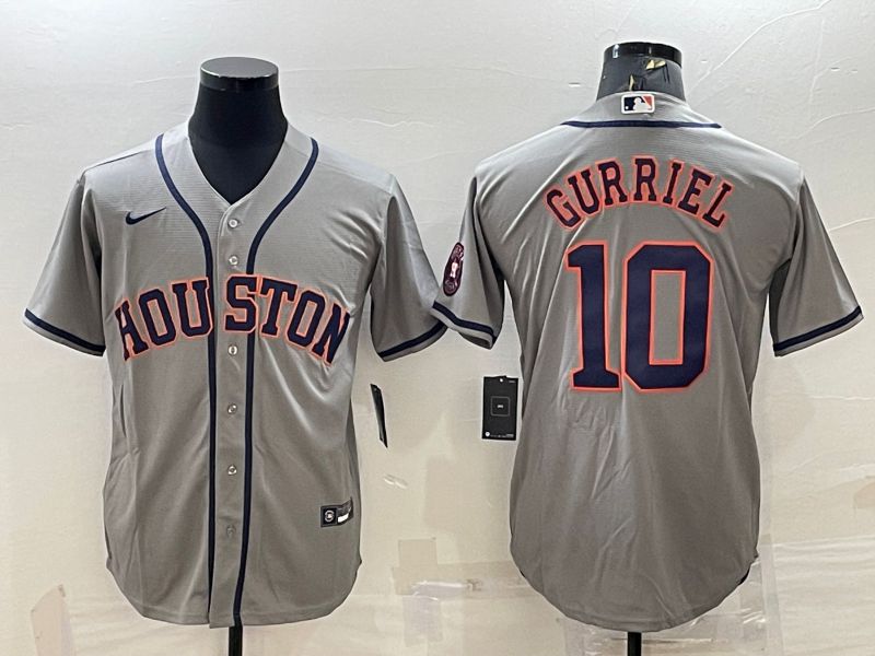 Men Houston Astros 10 Gurriel Grey Game Nike 2022 MLB Jersey